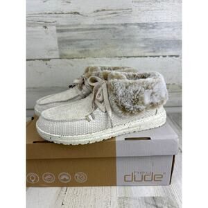 Hey Dude Britt Boho womens 5 Leo silver lace up bootie faux fur sneaker